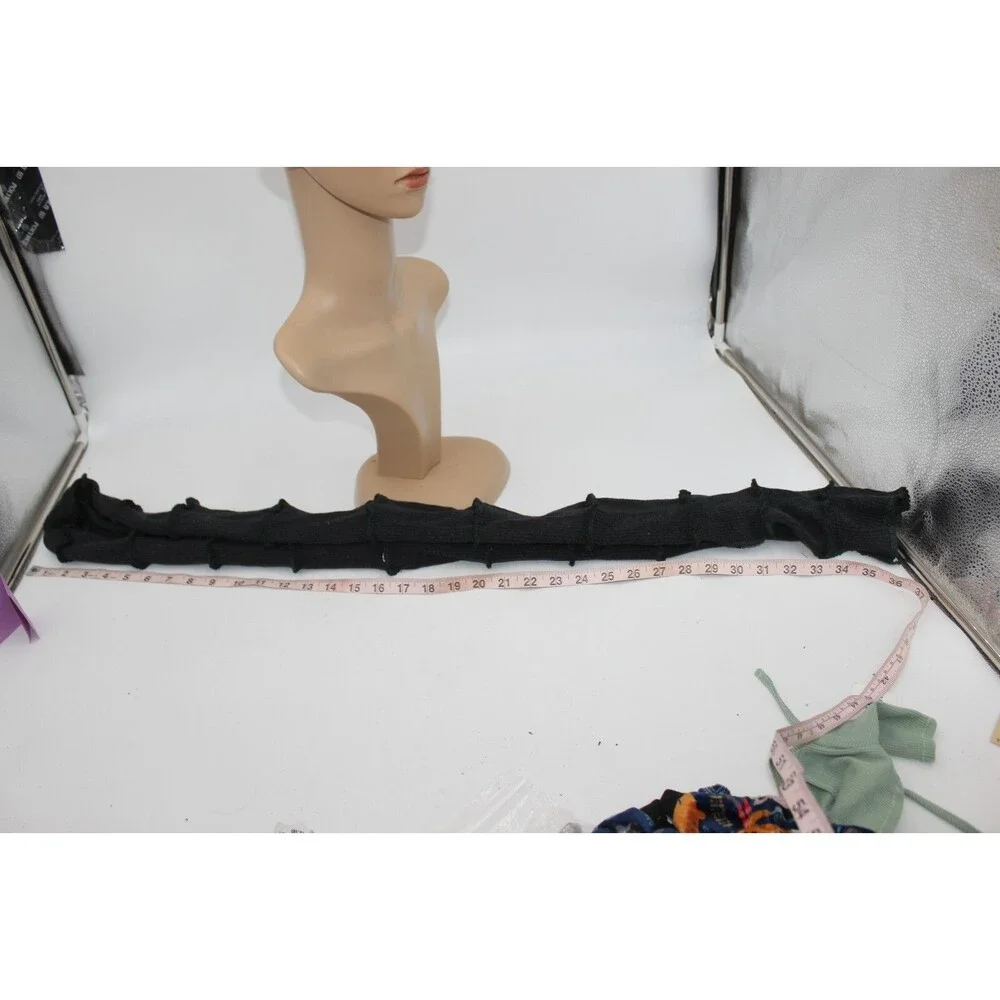 Scarf Upcycled Black Sweaters Winter Green Stitching 72